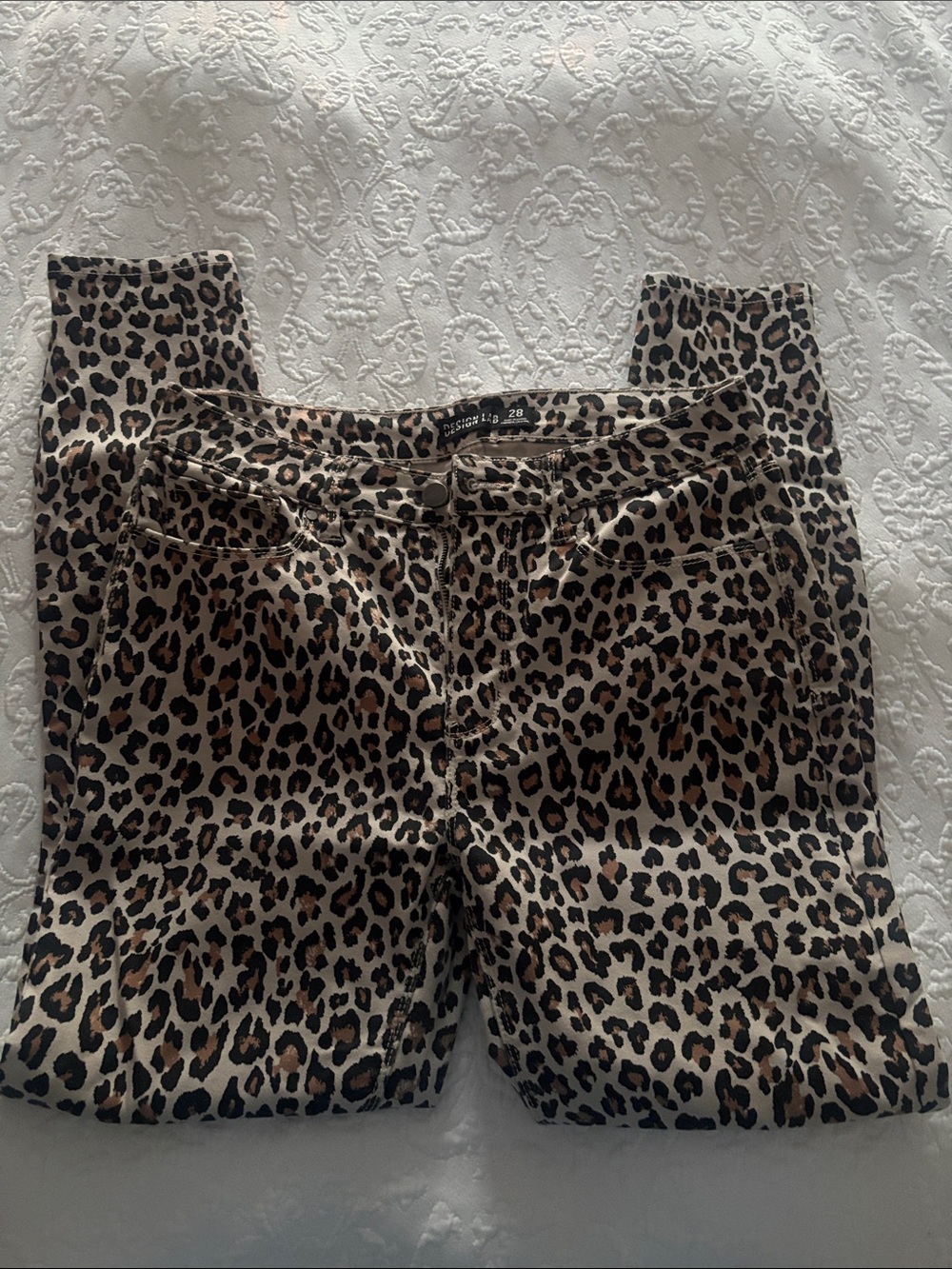 Design Lab Leopard Print Skinny Pants - Brown/Black